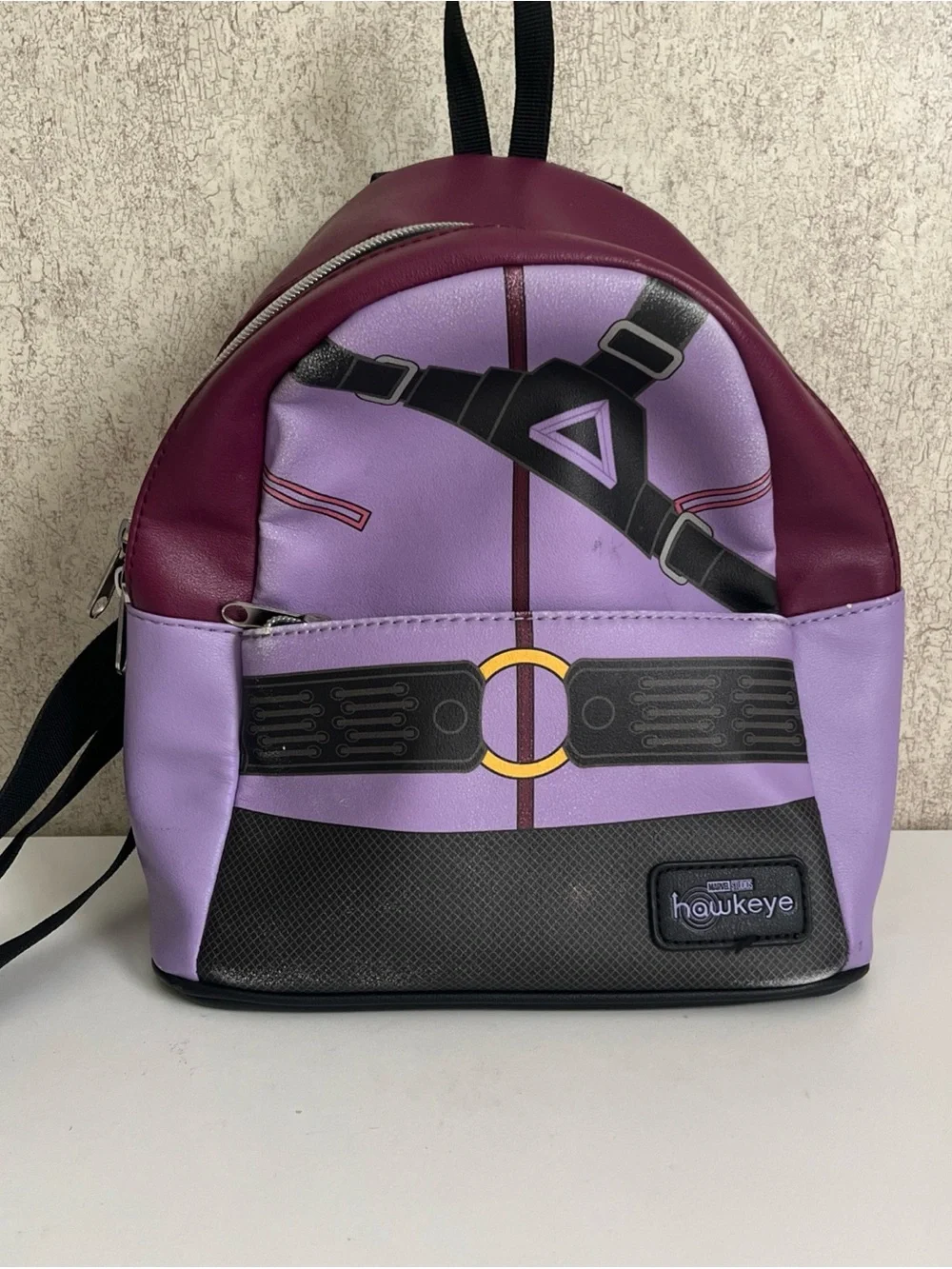 Loungefly Marvel Hawkeye Kate Bishop Cosplay Funko Mini Backpack Purple Black